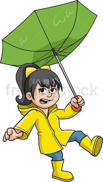Woman Caught In Storm Cartoon Clipart Vector - FriendlyStock