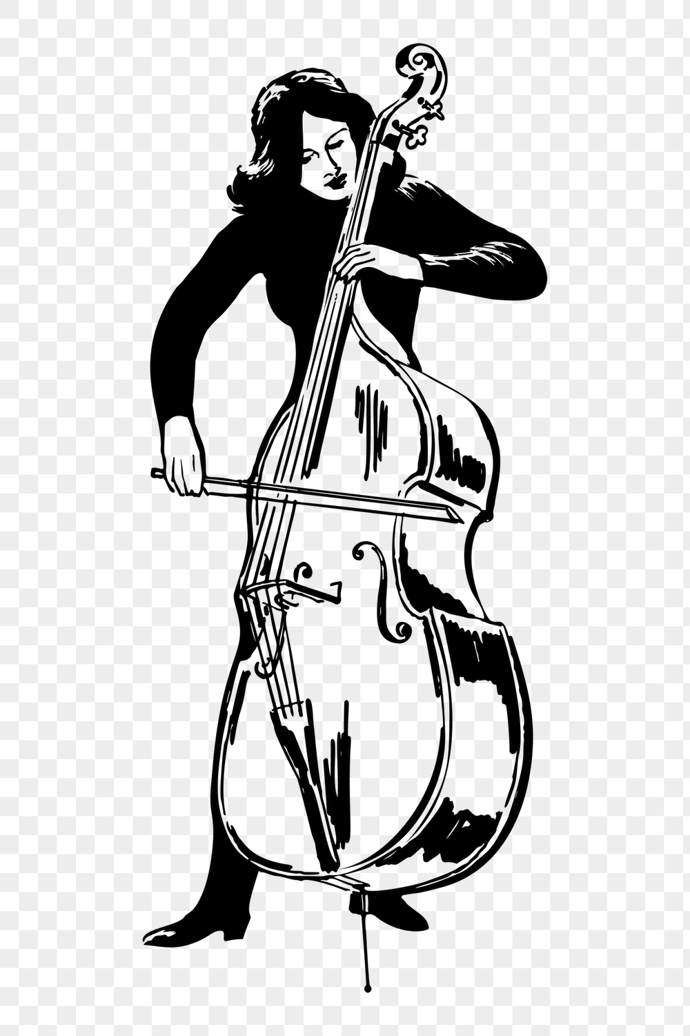 Woman cellist png sticker, vintage | Free PNG - rawpixel
