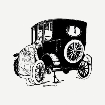 Woman changing tire clipart, vintage | Free PSD Illustration - rawpixel