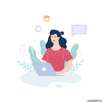 Woman chatting in laptop computer