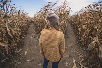 Woman Choosing Path In Maze