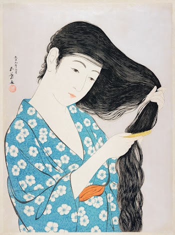 Woman Combing Her Hair (1920) print in high… | Free public domain illustration