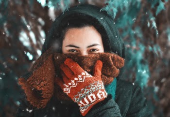 Woman Covering Face With Scarf