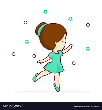 Woman dancing young girl full body cartoon icon vector image