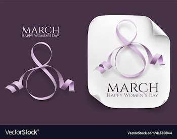 woman day 8 march card with ribbon