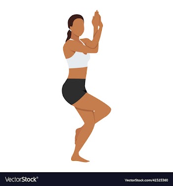 woman doing eagle pose garudasana exercise