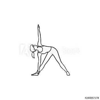 Woman doing yoga in triangle pose hand drawn outline doodle icon