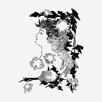 Woman drawing clipart, floral ornament | Free PSD - rawpixel