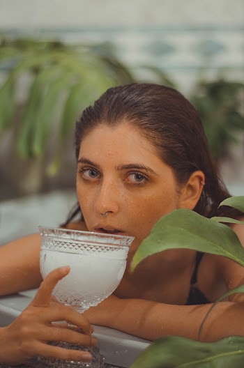 Woman Drinking Wine Glass