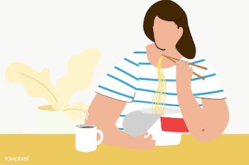 Woman eating instant noodles during coronavirus quarantine transparent.. | Free  transparent png - 2304627