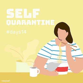Woman eating instant noodles during coronavirus quarantine vector | Free  vector - 2304074