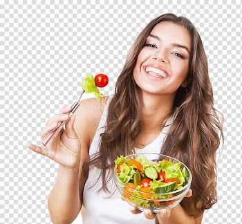 Woman eating salad , Dietary supplement Nutrient Milk Kilogram Weight gain, Beautiful fruit salad transparent background PNG clipart
