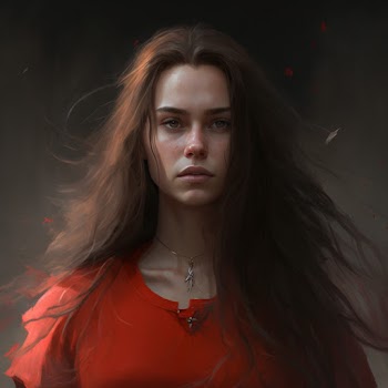 Woman face generated by A.I with long brown hair