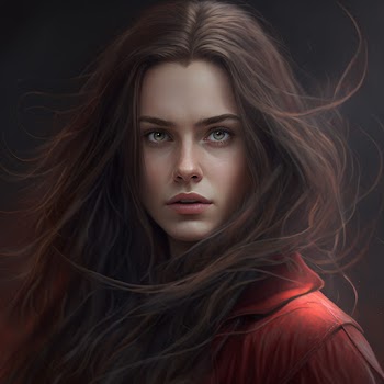 Woman face generated by A.I with long brown hair