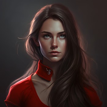 Woman face generated by A.I with long brown hair