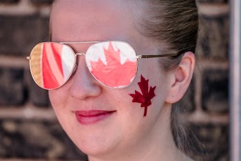 Woman Facepainted Canada Day