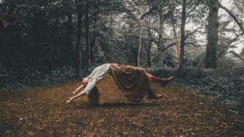woman floating in midair