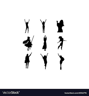 woman freedom set silhouette creative design