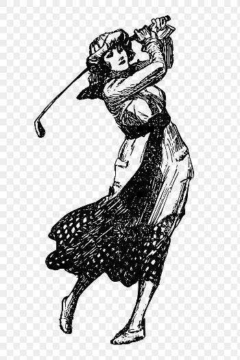 Woman golfer png clipart, vintage | Free PNG Illustration - rawpixel