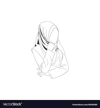 woman hijab beauty line art style design