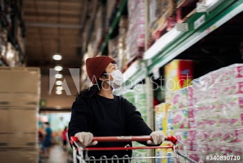 Woman hoarding food during coronavirus pandemic