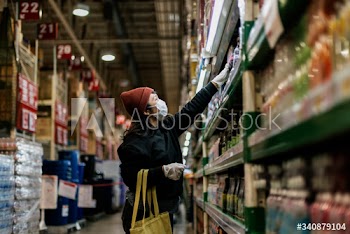 Woman hoarding food during coronavirus pandemic