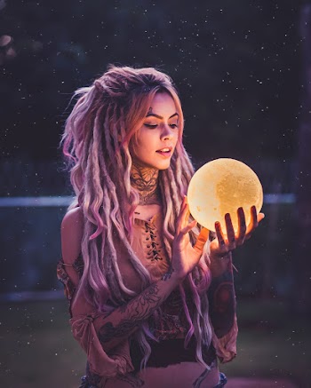 Woman Holding 3D Moon Lamp Led Lights Decoration 