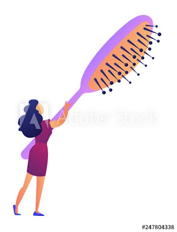 Woman holding a big hairbrush vector illustration