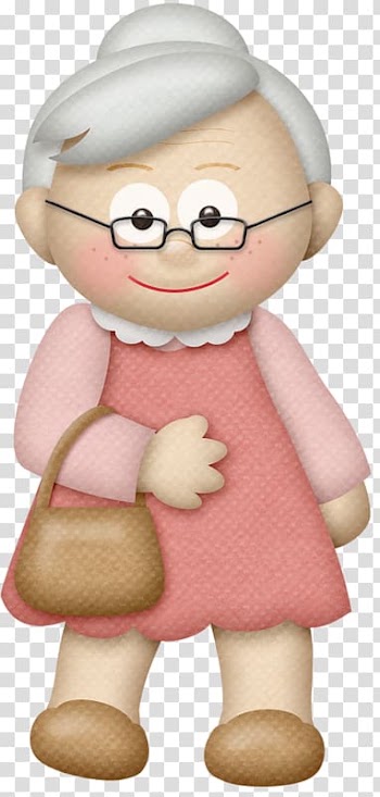 Woman holding bag , Drawing Family , White hair grandmother transparent background PNG clipart