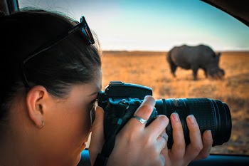 Woman Holding Black Dslr Camera