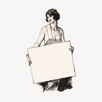 Woman holding blank sign clipart, | Free Vector Illustration - rawpixel