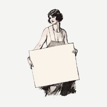 Woman holding blank sign vintage | Free PSD - rawpixel