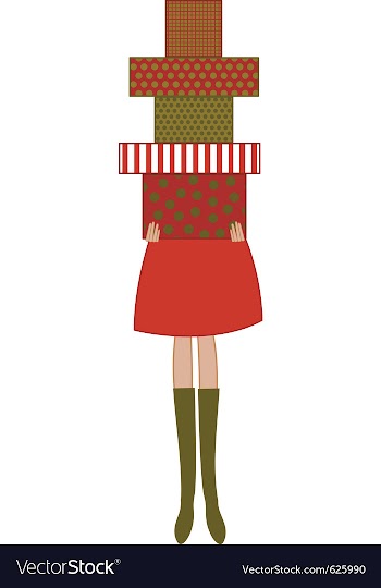  					Woman holding christmas presents vector image														