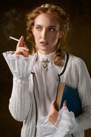 Woman Holding Cigarette And Book