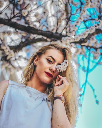 Woman Holding Flowers
