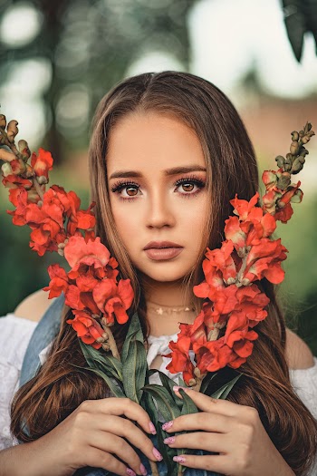 Woman Holding Flowers