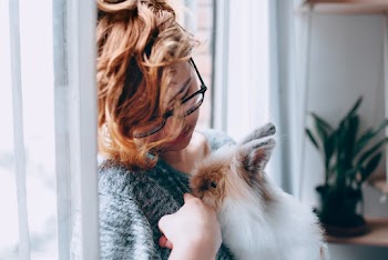 Woman Holding Guinea Pig Near Window