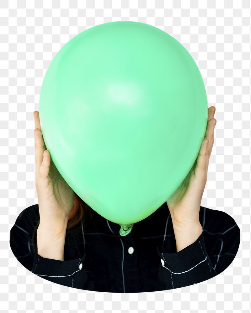Woman holding png balloon sticker, | Free PNG - rawpixel