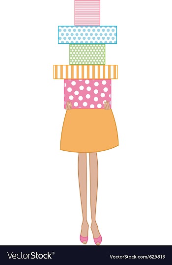  					Woman holding presents vector image														
