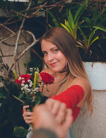 Woman Holding Roses