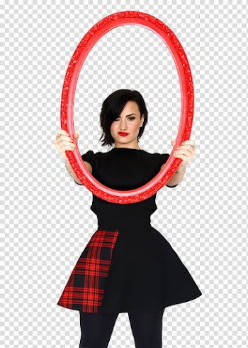 , woman holding round red frame transparent background PNG clipart