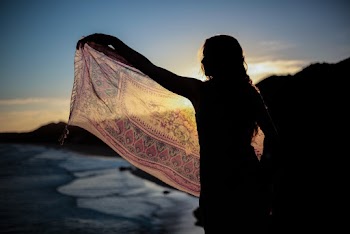 Woman Holding Scarf