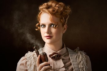 Woman Holding Smoking Pipe