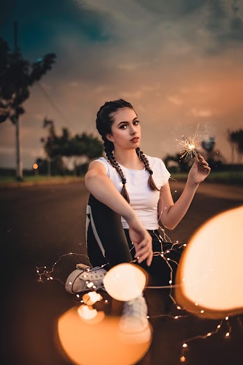 Woman Holding Sparkler