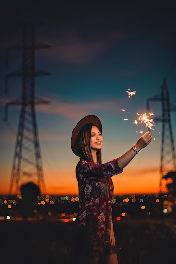 Woman Holding Sparkler