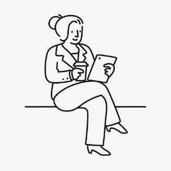 Woman holding tablet doodle sticker, | Free Vector Illustration - rawpixel