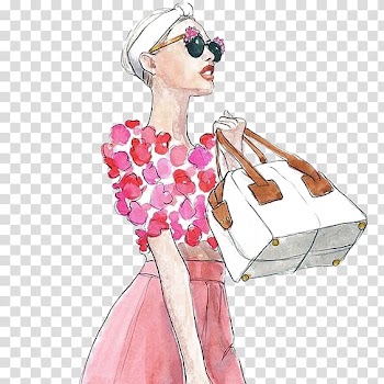 Woman holding tote bag illustration, Watercolor painting Drawing Fashion illustration Illustration, Watercolor model transparent background PNG clipart