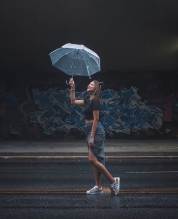 Woman Holding Transparent Umbrella