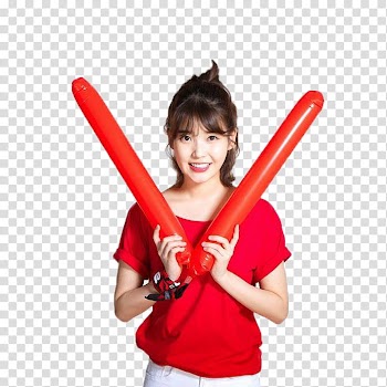 , woman holding two red balloons transparent background PNG clipart