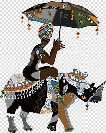 Woman holding umbrella , African art Drawing, African People transparent background PNG clipart